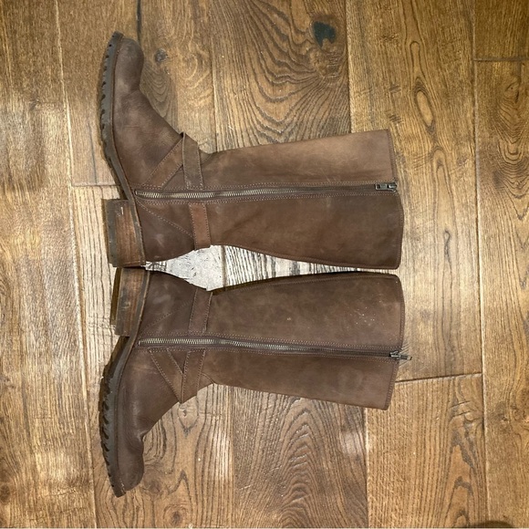 LL BEAN Sz 8.5 Knee High  Zipper Closure Moto Style Buckles Made in Brazil Boots - Picture 4 of 10